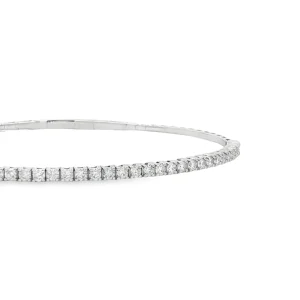 Βραχιόλι Tennis Bangle με Διαμάντια από K18 Λευκό Χρυσό