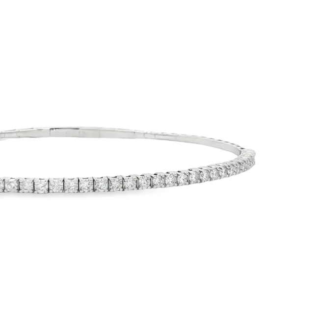Βραχιόλι Tennis Bangle με Διαμάντια από K18 Λευκό Χρυσό