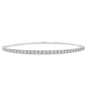Βραχιόλι Tennis Bangle με Διαμάντια από K18 Λευκό Χρυσό