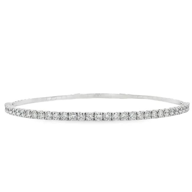 Βραχιόλι Tennis Bangle με Διαμάντια από K18 Λευκό Χρυσό