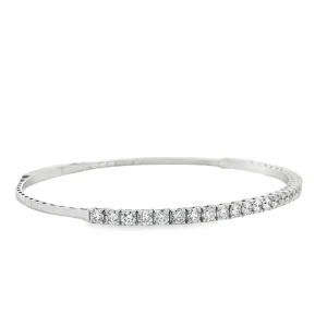 Βραχιόλι Tennis Bangle με Διαμάντια από K18 Λευκό Χρυσό