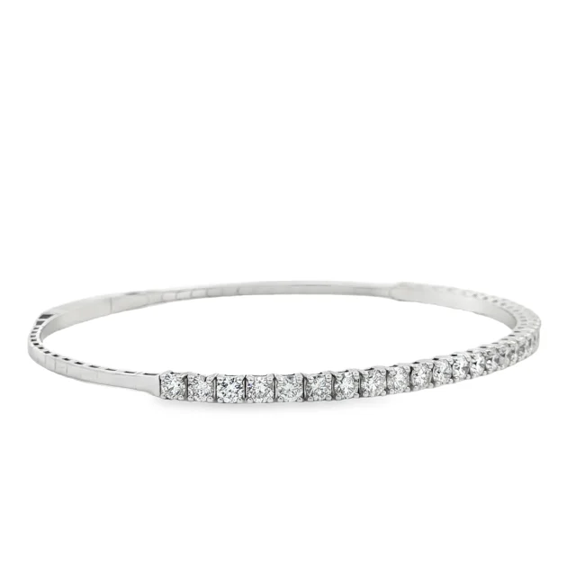 Βραχιόλι Tennis Bangle με Διαμάντια από K18 Λευκό Χρυσό