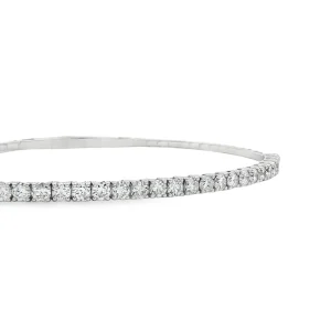 Βραχιόλι Tennis Bangle με Διαμάντια από K18 Λευκό Χρυσό