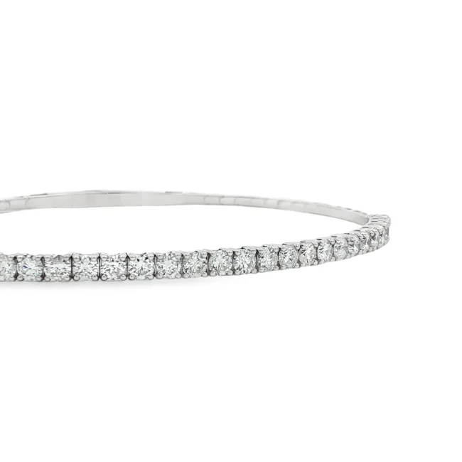 Βραχιόλι Tennis Bangle με Διαμάντια από K18 Λευκό Χρυσό