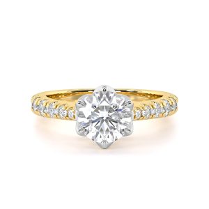 Antigoni Two-Tone Lab-Grown Diamond Engagement Ring with Side Stones in 18K Gold