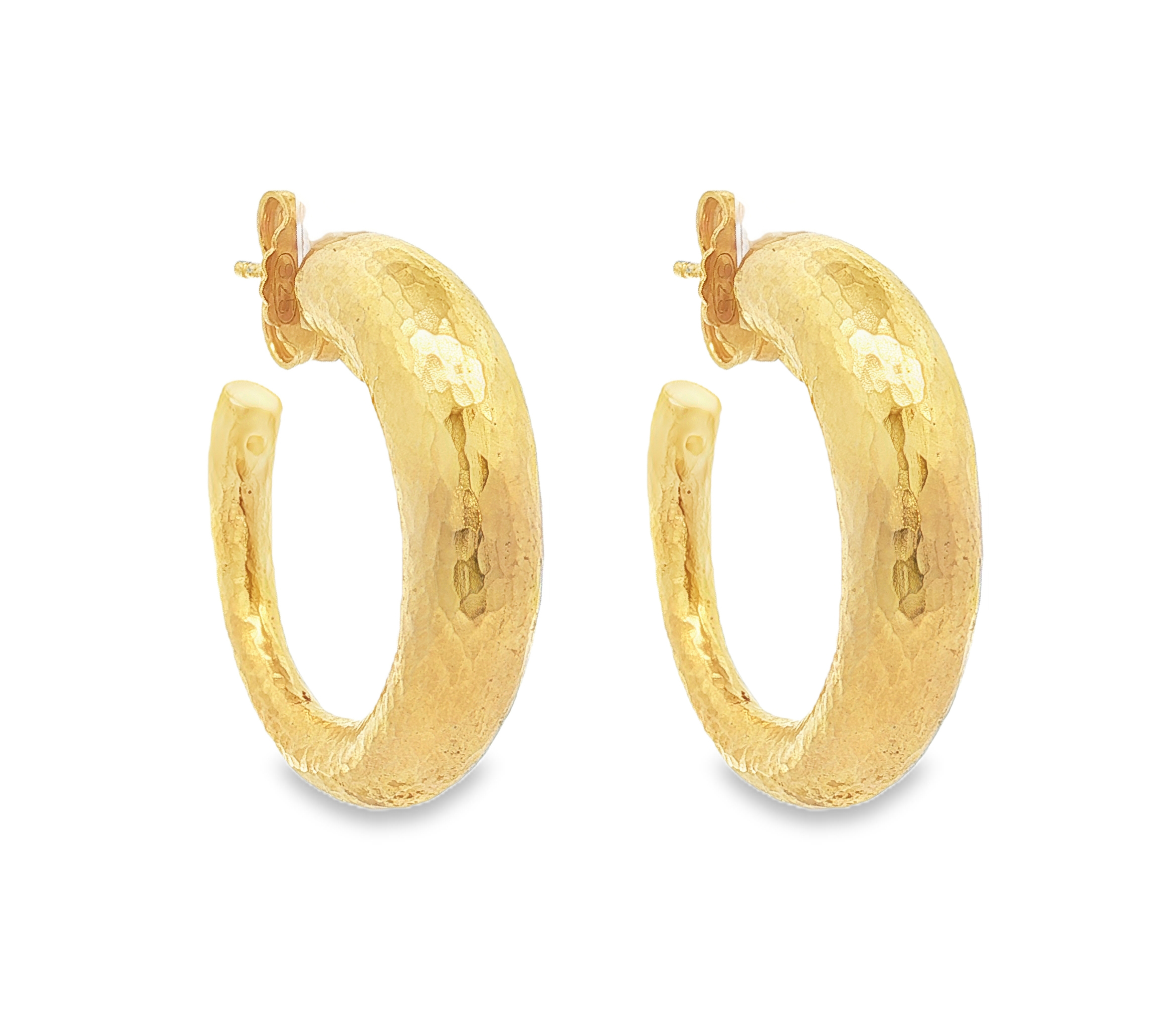 Hammered Hoop Earrings in Gold-Plated Sterling Silver