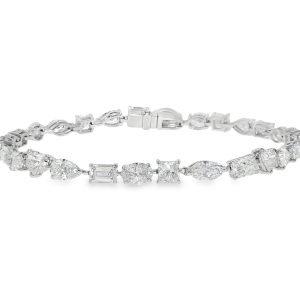 Mixed-Cut Lab-Grown Diamond Tennis Bracelet in 18k White Gold