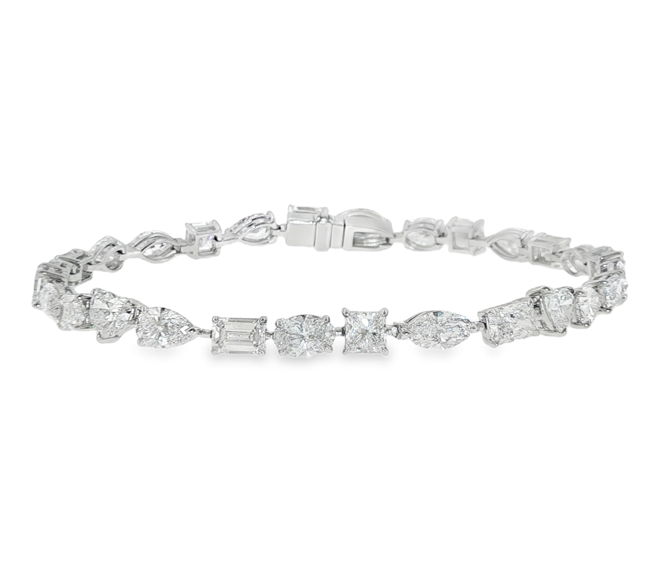 Mixed-Cut Lab-Grown Diamond Tennis Bracelet in 18k White Gold