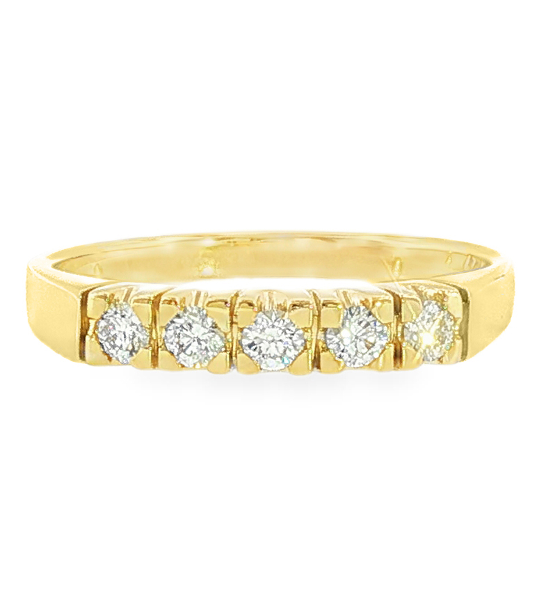 Five Stone Diamond Ring in 18K Yellow Gold