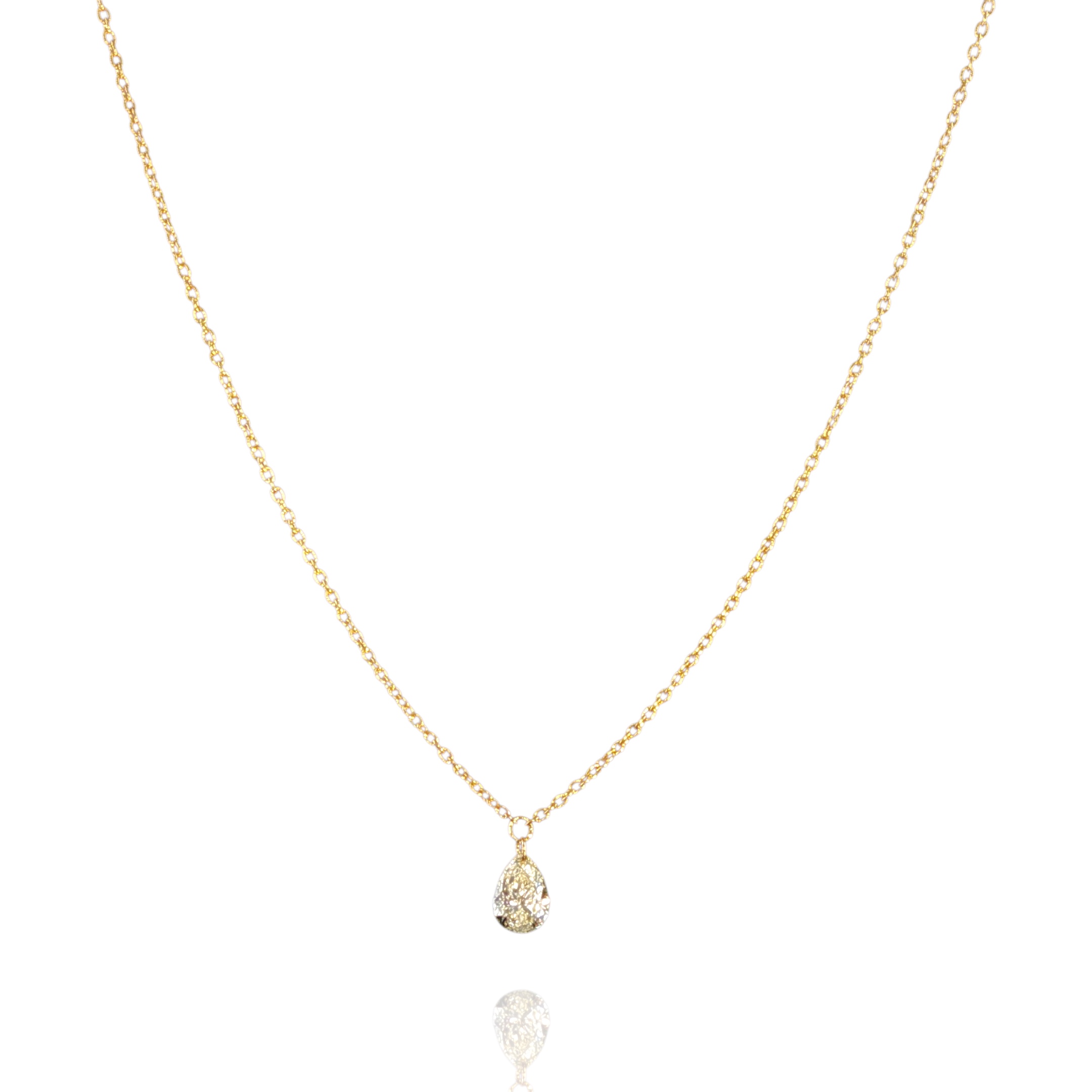 Tinted diamond droplet necklace in 18k yellow gold