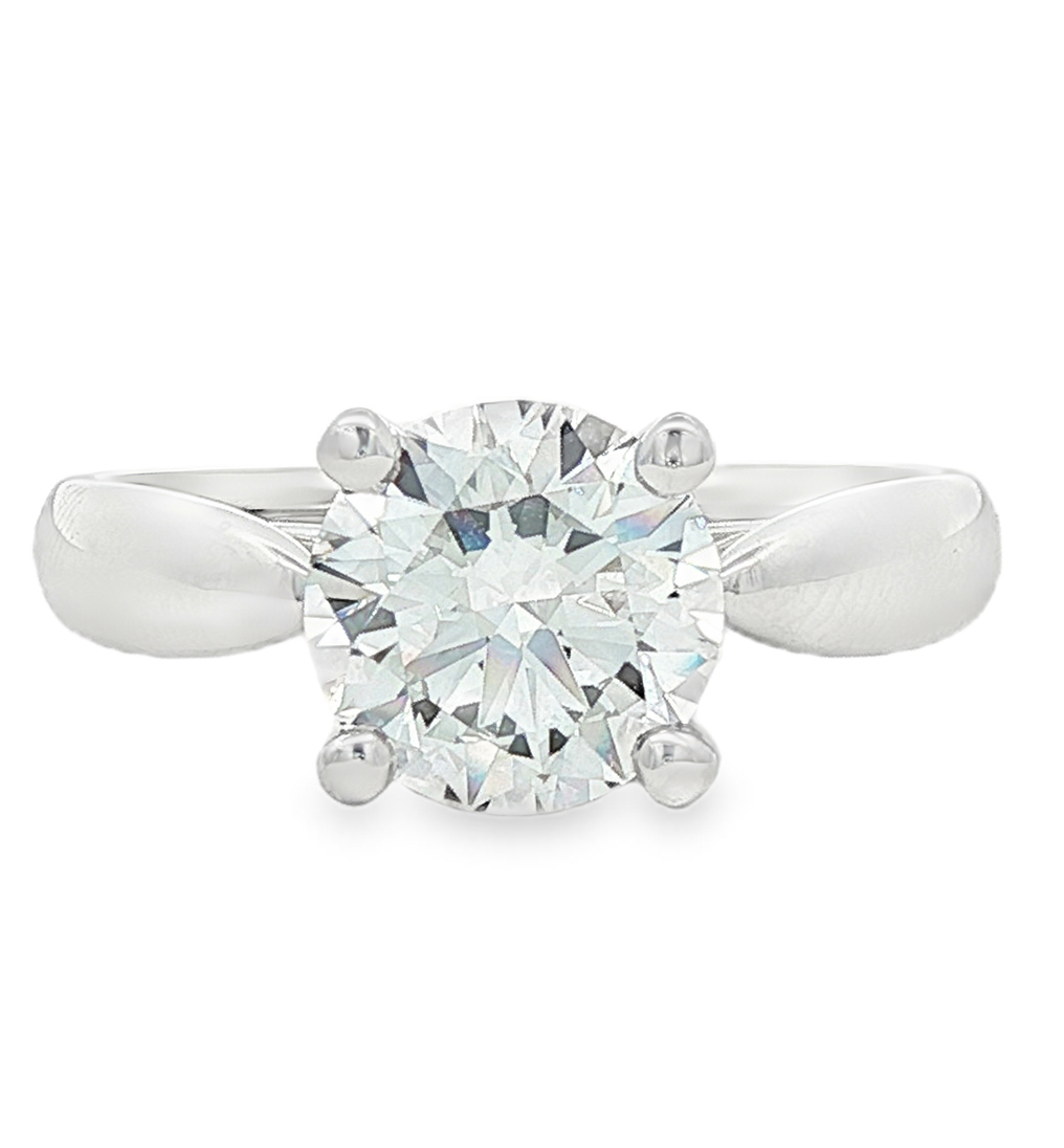 Classic Solitaire Engagement Ring with Lab-Grown Diamond in 18K White Gold