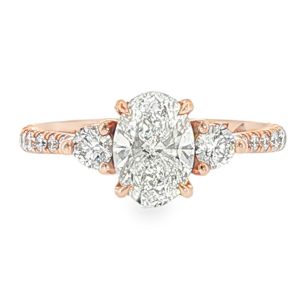Oval-Cut Lab-Grown Diamond Engagement Ring with Diamond Band in 18Κ Rose Gold