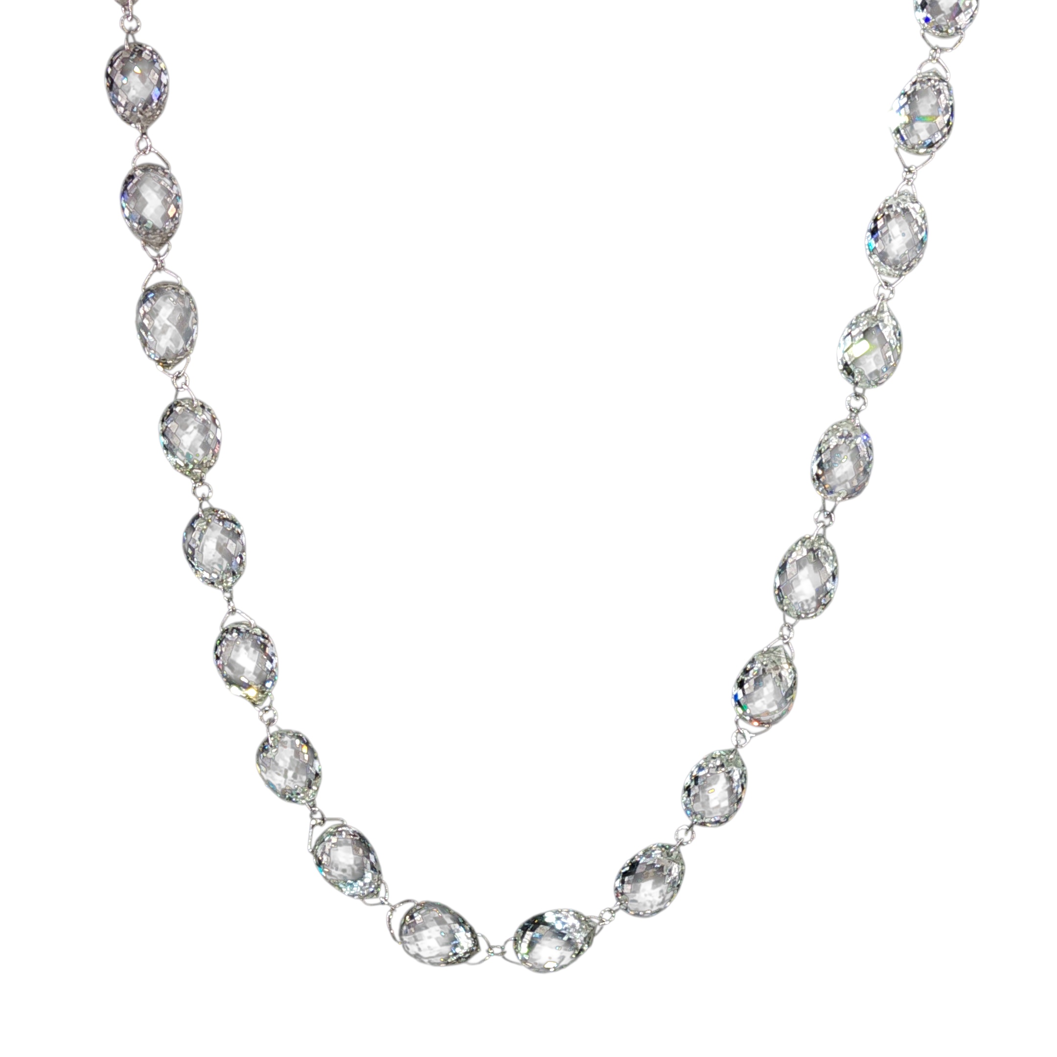 lab-grown briolette cut diamond necklace in 18k white gold