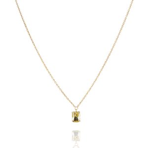 Elongated Cushion-Cut Diamond Drop Necklace in 18K Yellow Gold