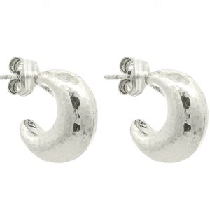 Small hammered hoops in sterling silver 925