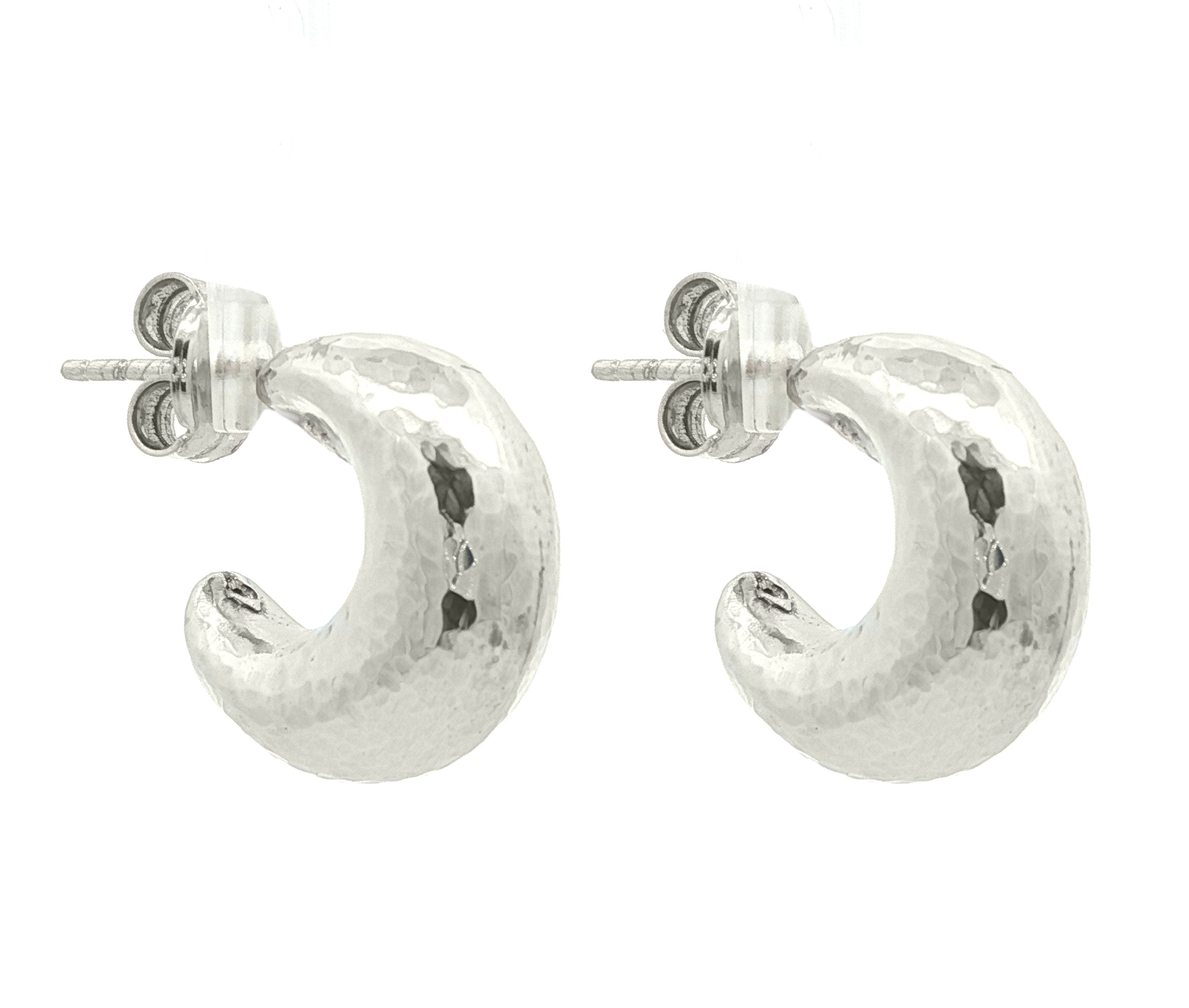 Small hammered hoops in sterling silver 925
