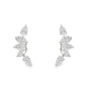 Stud Earrings with Marquise and Pear-Cut Diamonds in 18K White Gold 