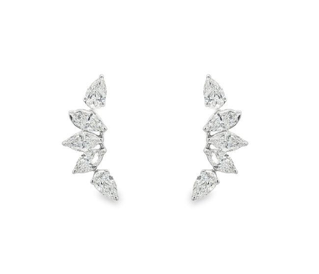 Σκουλαρίκια Climbers με Marquise και Pear-Cut Διαμάντια από Λευκό Χρυσό Κ18