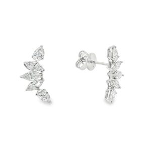 Σκουλαρίκια Climbers με Marquise και Pear-Cut Διαμάντια από Λευκό Χρυσό Κ18