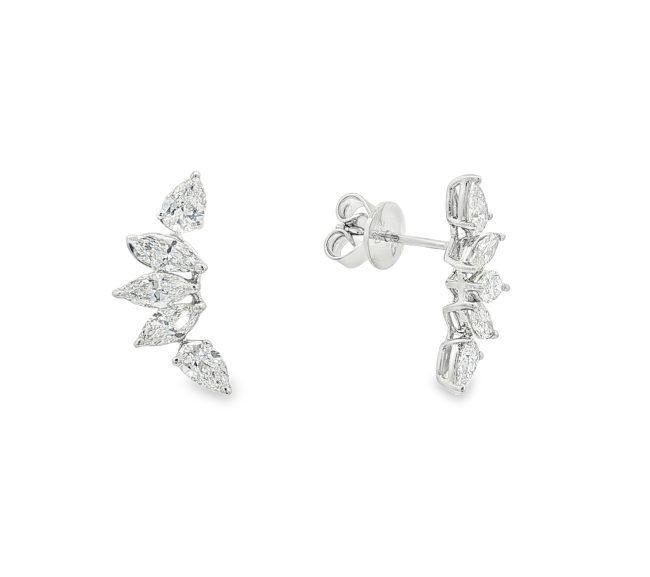 Σκουλαρίκια Climbers με Marquise και Pear-Cut Διαμάντια από Λευκό Χρυσό Κ18