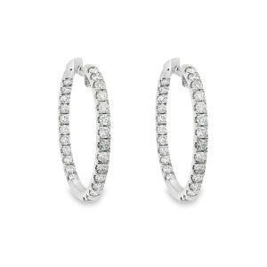 Diamond Hoop Earrings in 14K White Gold