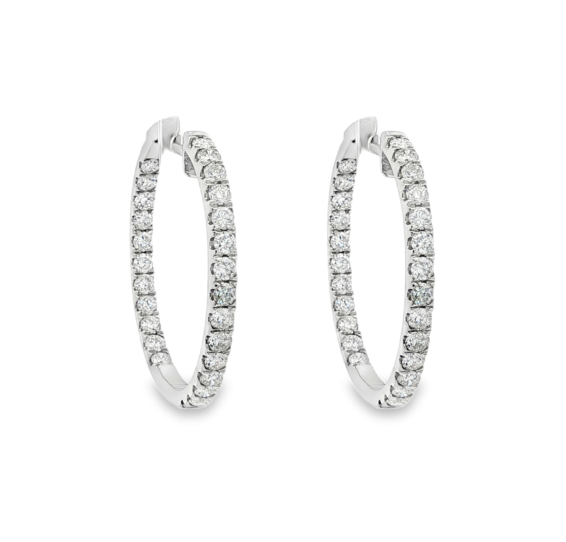Diamond Hoop Earrings in 14K White Gold