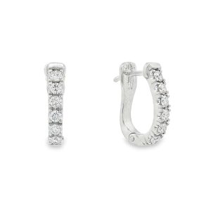 Small Lab-Grown Diamond Hoop Earrings in 18K White Gold