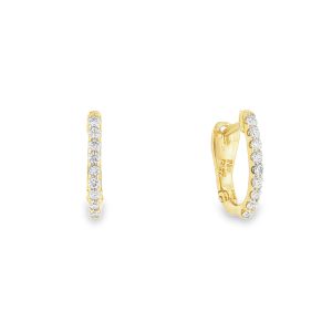 Small Diamond Hoop Earrings in 18K Yellow Gold