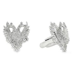 Double headed eagle cuff links in sterling silver