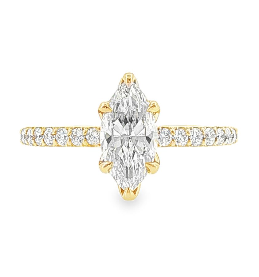 Marquise Diamond Engagement Ring 18k yellow gold