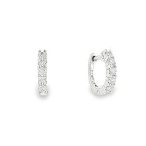 Small Lab Grown Diamond Pavé Hoop Earrings in 18k White Gold