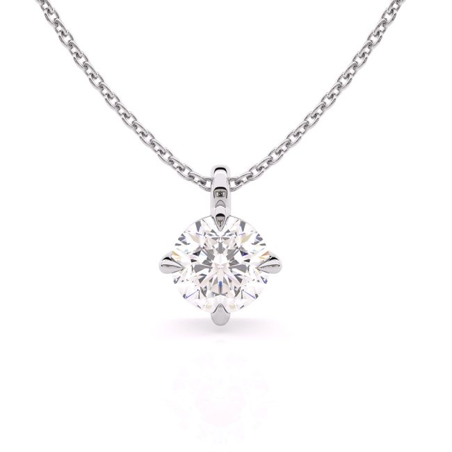 Μονόπετρο Κολιέ με Διαμάντι 0.80ct από Λευκό Χρυσό Κ18