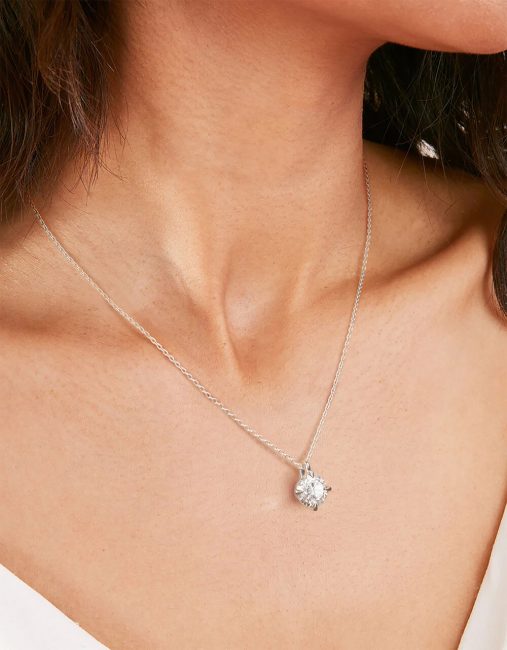 Μονόπετρο Κολιέ με Διαμάντι 0.80ct από Λευκό Χρυσό Κ18