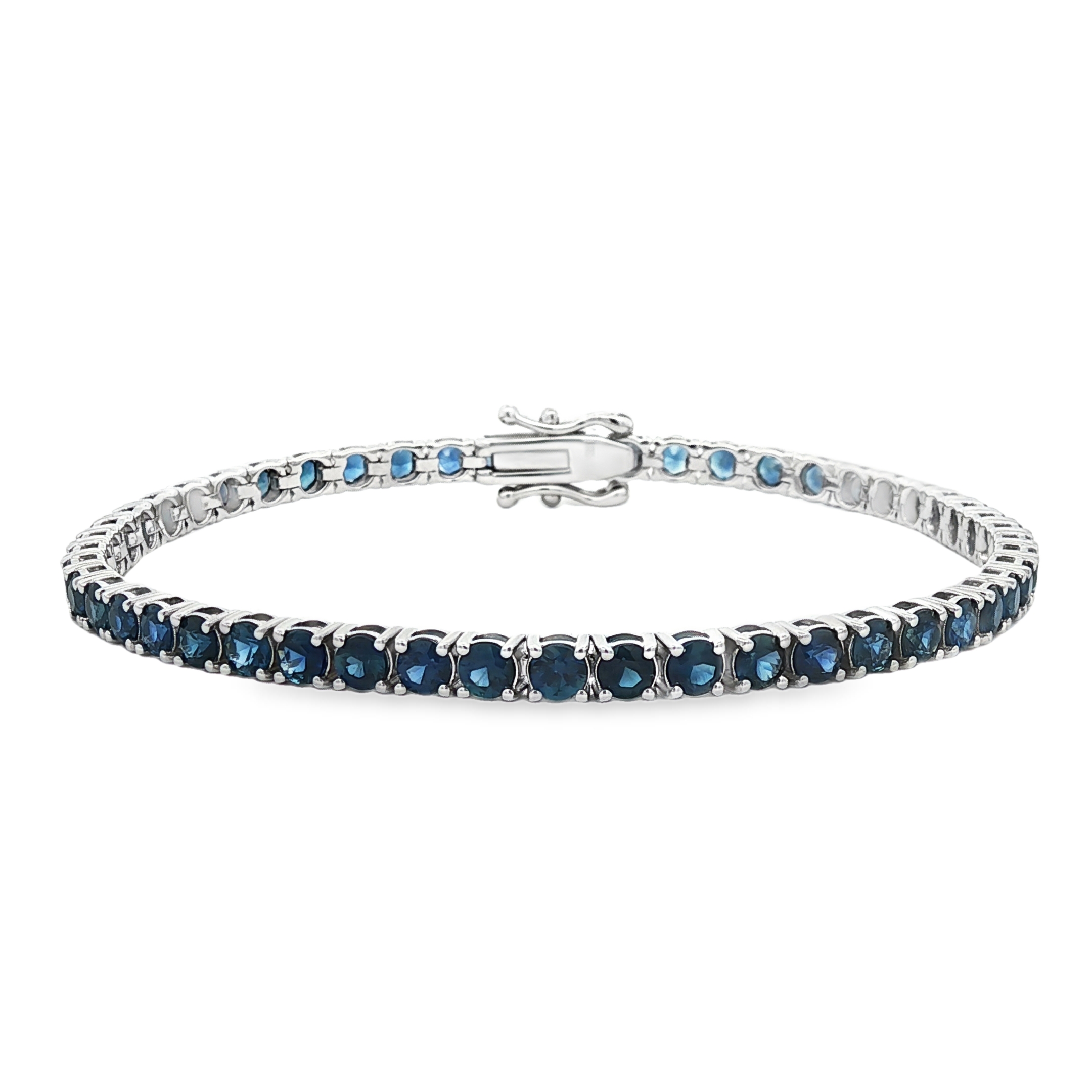 blue sapphire tennis bracelet 18k white gold
