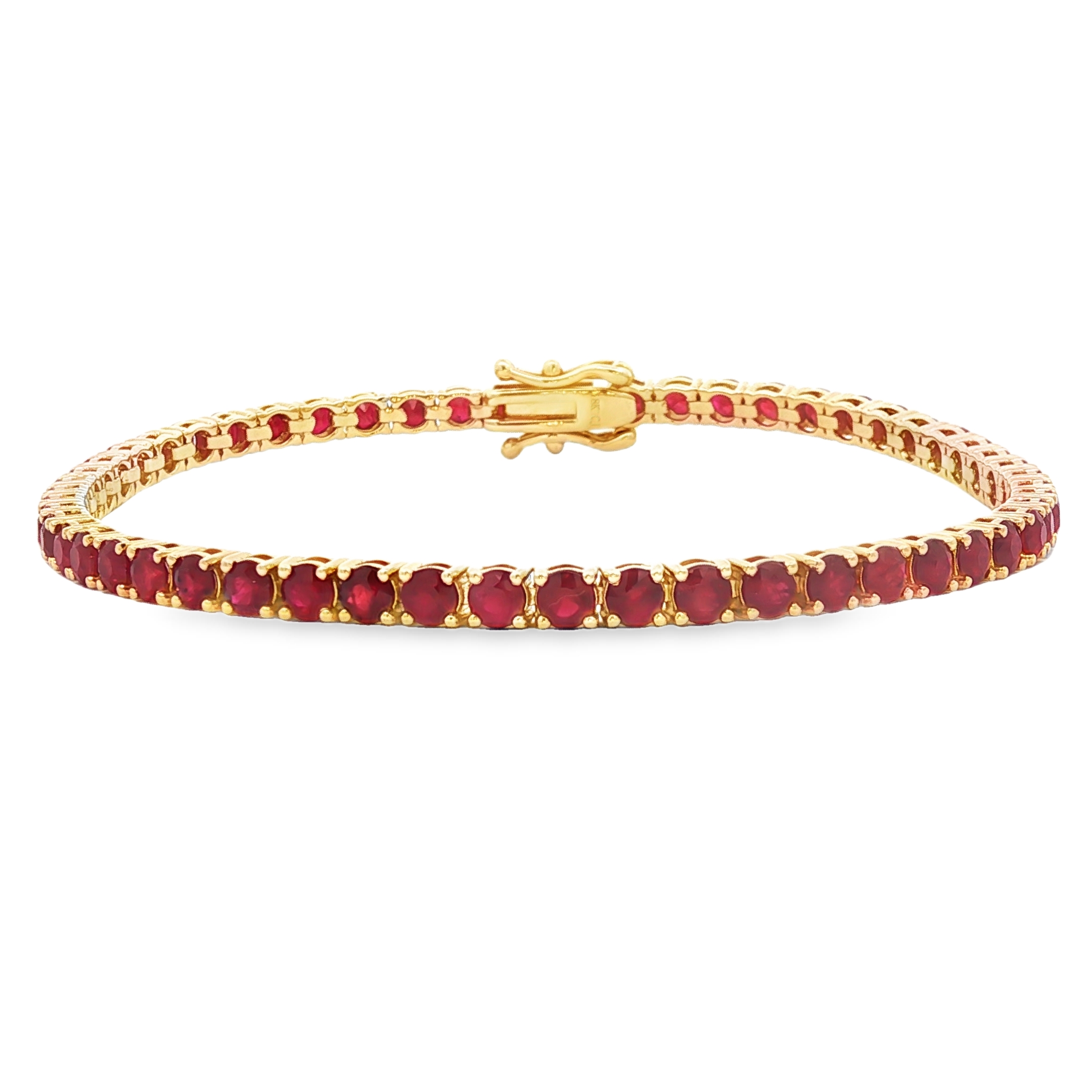 ruby tennis bracelet 18k yellow gold