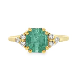 Δαχτυλίδι με Aquamarine Emerald Cut και Διαμάντια σε K18 Χρυσό