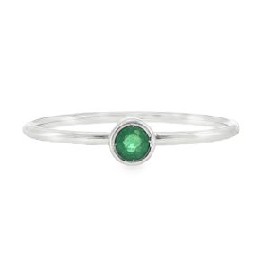 Minimal Emerald Bezel Ring in 14K White Gold