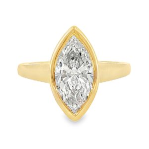 Marquise Solitaire engagement rin with lab grown diamond in 18k yellow gold