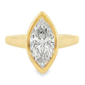 Marquise Solitaire engagement rin with lab grown diamond in 18k yellow gold