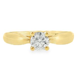 Solitaire Engagement Ring with GIA Certified Natural Diamond in 18K Yellow Gold