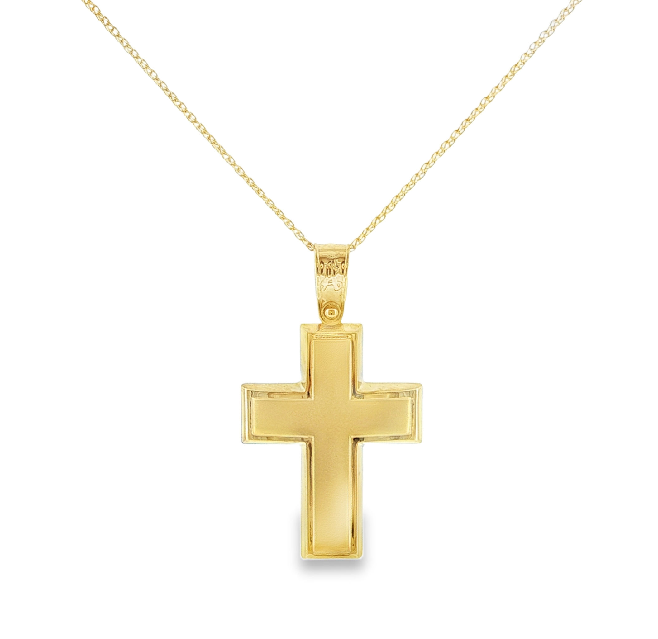 Minimal Satin Gold Cross Pendant in 14k Yellow Gold
