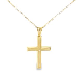 Structured Gold Cross Pendant in 14K Gold