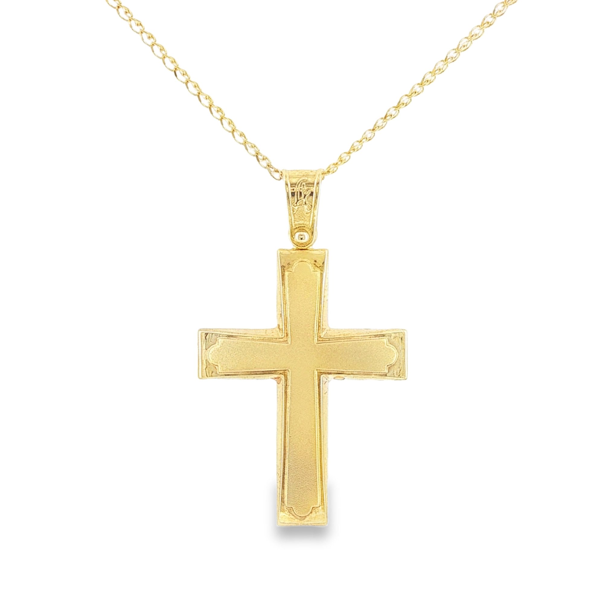 Sculpted Cross pendant in 14k yellow gold