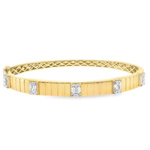 Χειροπέδα με Emerald Cut Lab-Grown Διαμάντια σε K14 Κίτρινο Χρυσό