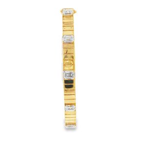 Χειροπέδα με Emerald Cut Lab-Grown Διαμάντια σε K14 Κίτρινο Χρυσό