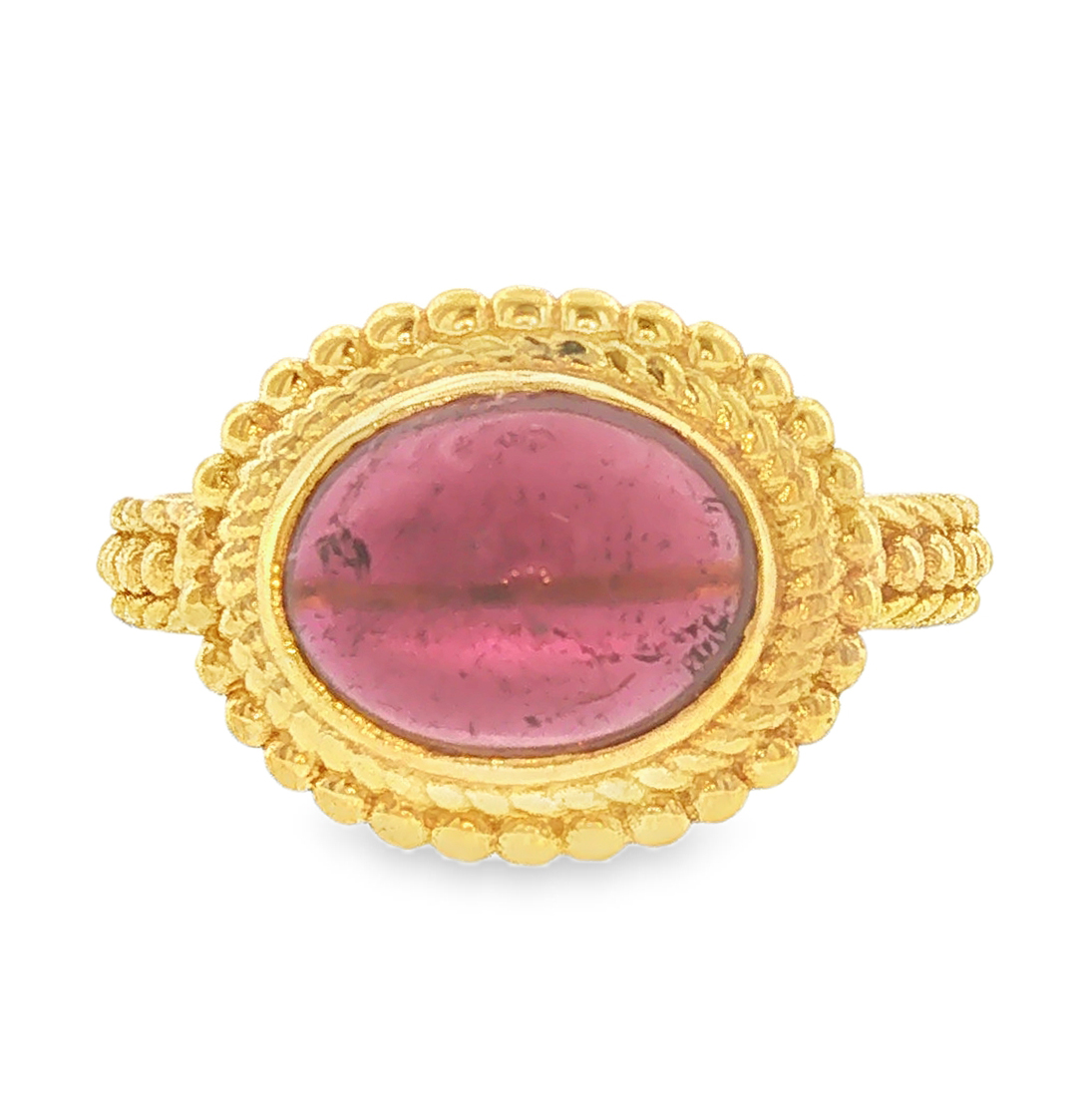 Pink Tourmaline Ring in 18K Yellow Gold