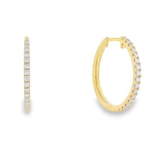Diamond Hoop Earrings in 18K Yellow Gold