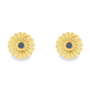 Sapphire Flower Earrings in 18K yellow gold