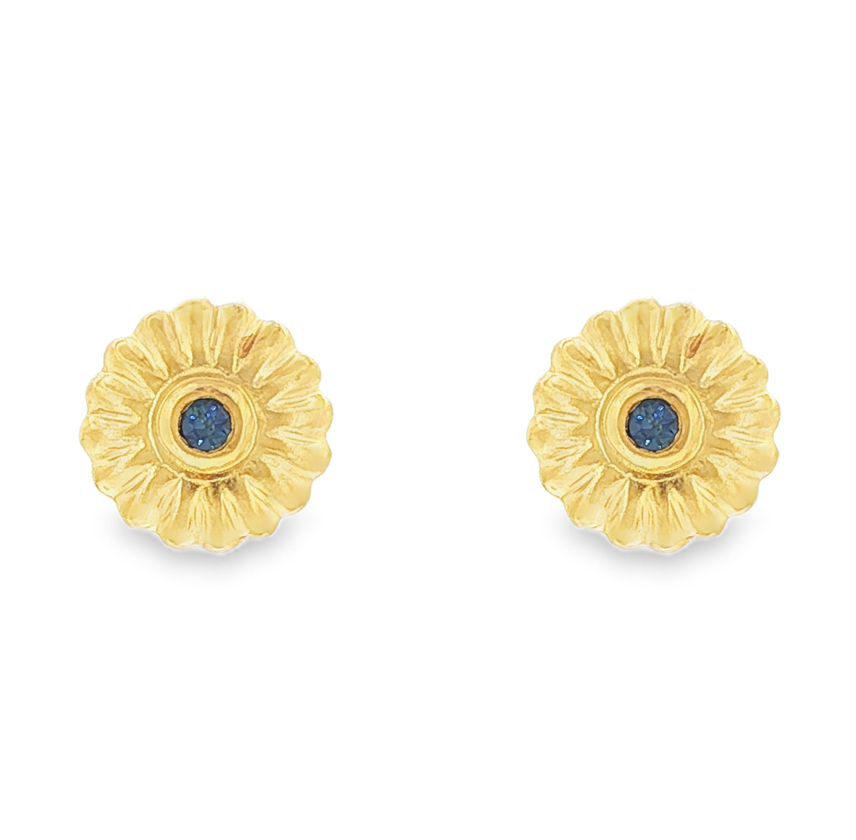 Sapphire Flower Earrings in 18K yellow gold