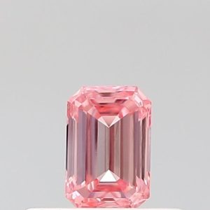 0.3-Carat Emerald Shape Pink Colored Lab Grown Diamond